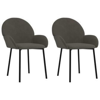 Eetkamerstoelen 2 st fluweel donkergrijs 2