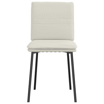 Eetkamerstoelen 2 st fluweel cr&amp;egrave;mekleurig 4