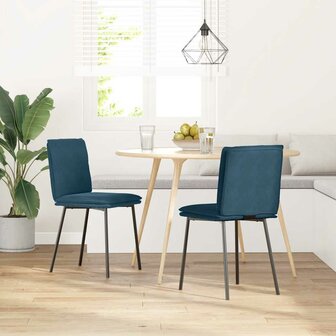 Eetkamerstoelen 2 st fluweel blauw 2