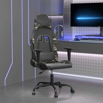 Gamestoel kunstleer zwart en camouflage 1