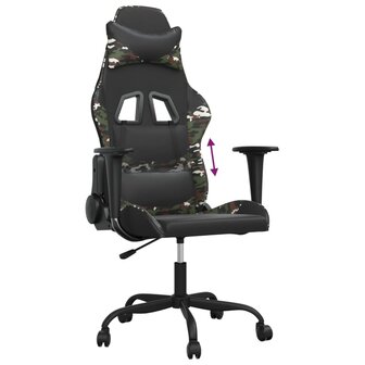 Gamestoel kunstleer zwart en camouflage 7