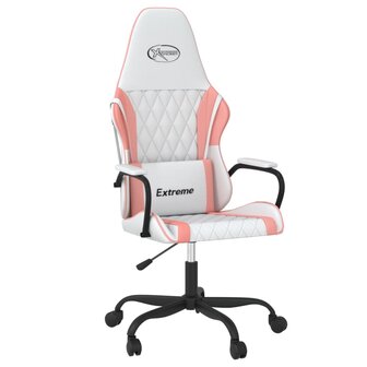 Gamestoel kunstleer wit en roze 2