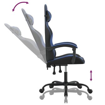 Gamestoel kunstleer zwart en blauw 6
