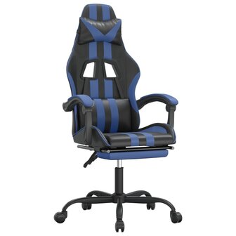 Gamestoel met voetensteun kunstleer zwart en blauw 2