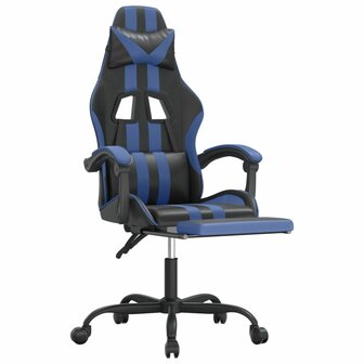Gamestoel met voetensteun kunstleer zwart en blauw 6