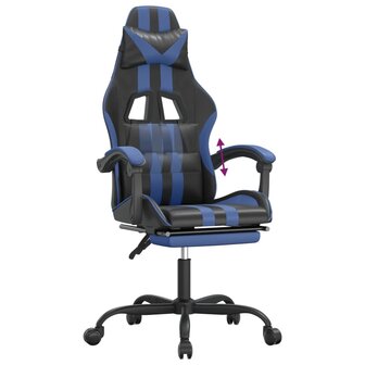 Gamestoel met voetensteun kunstleer zwart en blauw 8