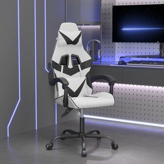 Gamestoel kunstleer wit en zwart 1