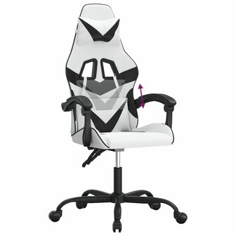 Gamestoel kunstleer wit en zwart 7