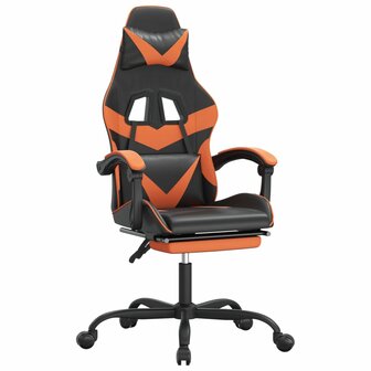 Gamestoel met voetensteun kunstleer zwart en oranje 2