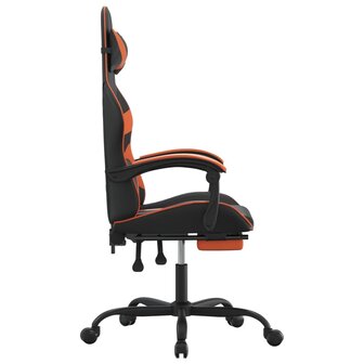 Gamestoel met voetensteun kunstleer zwart en oranje 4