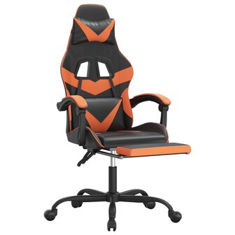 Gamestoel met voetensteun kunstleer zwart en oranje 6