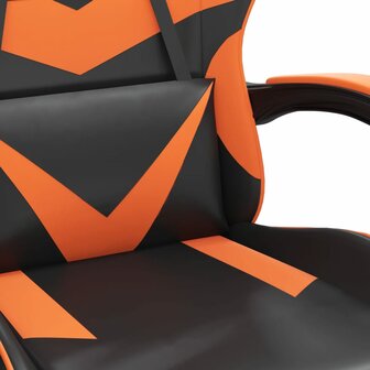 Gamestoel met voetensteun kunstleer zwart en oranje 9