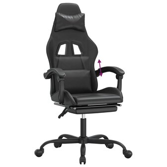 Gamestoel met voetensteun kunstleer zwart 8