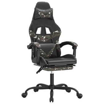 Gamestoel met voetensteun kunstleer zwart en camouflage 2