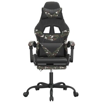 Gamestoel met voetensteun kunstleer zwart en camouflage 3
