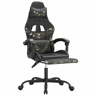 Gamestoel met voetensteun kunstleer zwart en camouflage 6