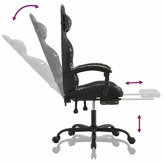 Gamestoel met voetensteun kunstleer zwart en camouflage 7