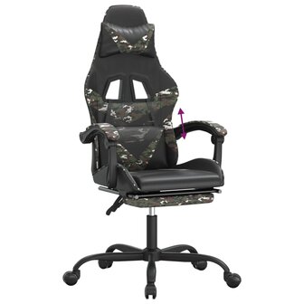 Gamestoel met voetensteun kunstleer zwart en camouflage 8