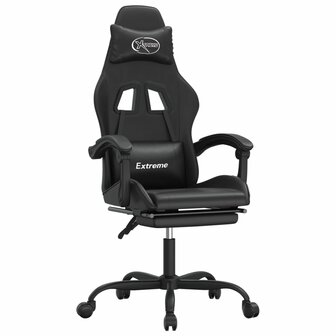 Gamestoel met voetensteun kunstleer zwart 2