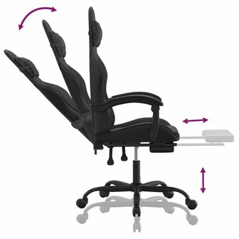 Gamestoel met voetensteun kunstleer zwart 7