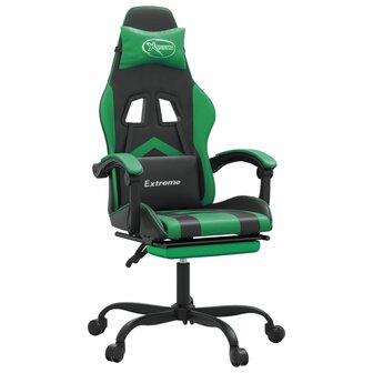 Gamestoel met voetensteun kunstleer zwart en groen 2