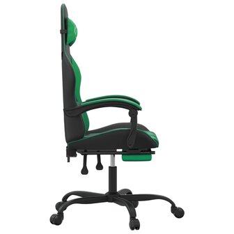 Gamestoel met voetensteun kunstleer zwart en groen 4