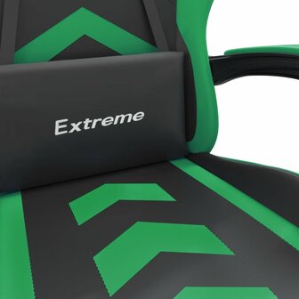 Gamestoel met voetensteun kunstleer zwart en groen 9
