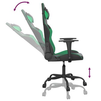 Massage gamestoel kunstleer zwart en groen 6