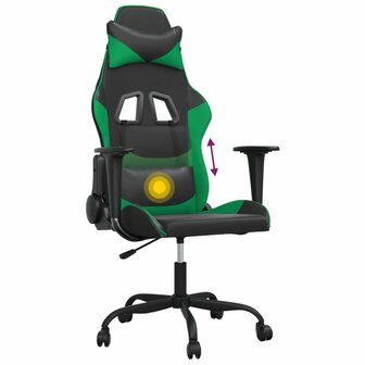 Massage gamestoel kunstleer zwart en groen 7