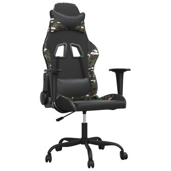 Massage gamestoel kunstleer zwart en camouflage 2