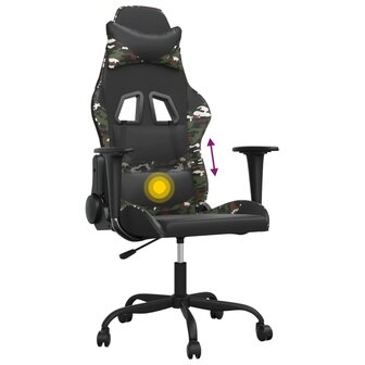 Massage gamestoel kunstleer zwart en camouflage 7