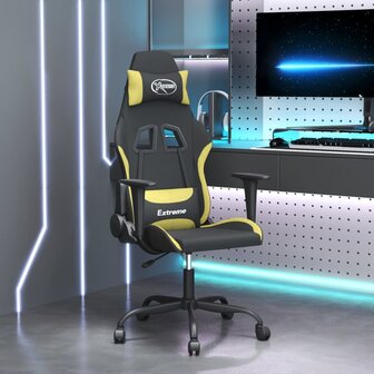 Massage gamestoel stof zwart en lichtgroen 1