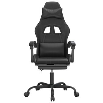 gamestoel draaibaar met voetensteun kunstleer zwart 3