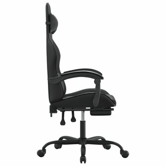gamestoel draaibaar met voetensteun kunstleer zwart 4