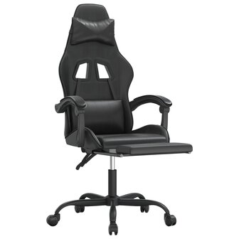 gamestoel draaibaar met voetensteun kunstleer zwart 6