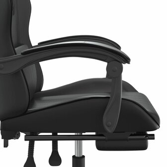 gamestoel draaibaar met voetensteun kunstleer zwart 9