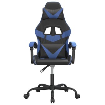 Gamestoel draaibaar kunstleer zwart en blauw 3