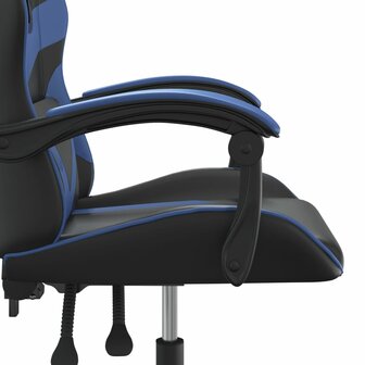 Gamestoel draaibaar kunstleer zwart en blauw 7