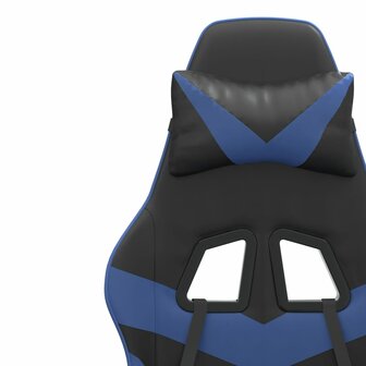 Gamestoel draaibaar kunstleer zwart en blauw 9