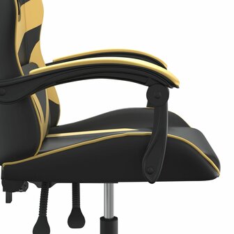 Gamestoel draaibaar kunstleer zwart en goudkleurig 7