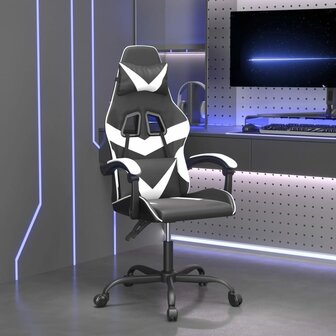 Gamestoel draaibaar kunstleer zwart en wit 1