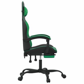 Gamestoel draaibaar met voetensteun kunstleer zwart en groen 4