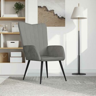 Relaxstoel fluweel lichtgrijs 1