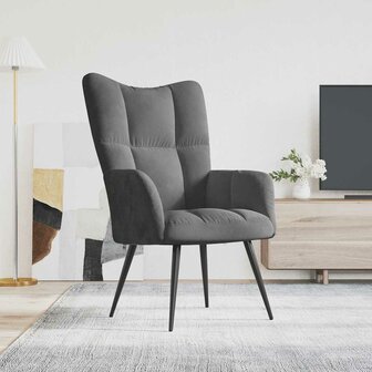 Relaxstoel fluweel donkergrijs 1