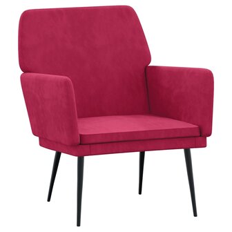 Fauteuil 62x79x79 cm fluweel wijnrood 2