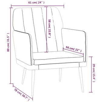 Fauteuil 61x78x80 cm kunstleer cr&amp;egrave;mekleurig 8