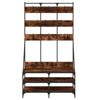 Kledingrek met schoenenrek 100x40x184 cm gerookt eikenkleurig 4