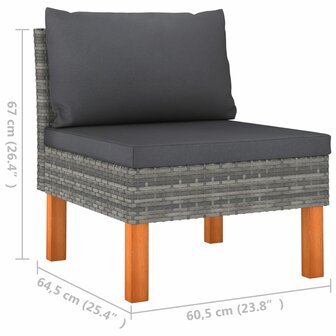 Middenbank poly rattan en massief eucalyptushout 6
