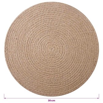 Jute placematten 6 pcs Naturel &amp;Oslash; 30 cm 100% Tossa Jute 6
