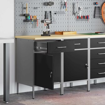 Werkkast met lade 2 pcs Zwart en Grijs 100 x 55 x 85 cm 1
